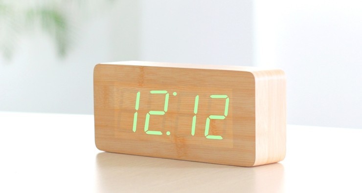 LED Wood Block Desk Alarm Clock