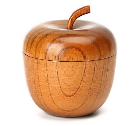 Wooden Apple Shaped Bowl