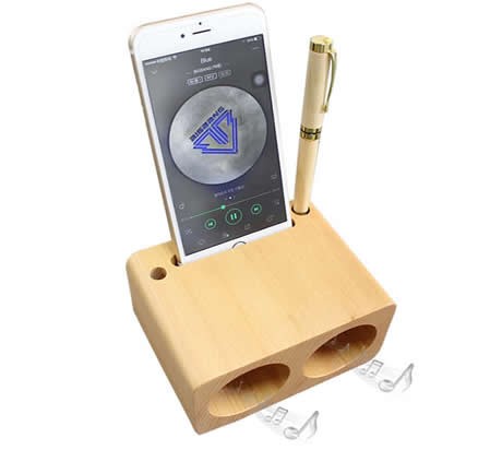 Wooden Phone Holder Cell Phone Sound Amplifier Stand Holder With Pen Stand