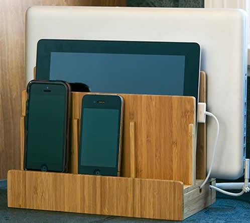 Bamboo Charging Organization Station Dock Stand