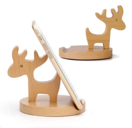 Wooden Deer Cell Phone iPad Stand Holder