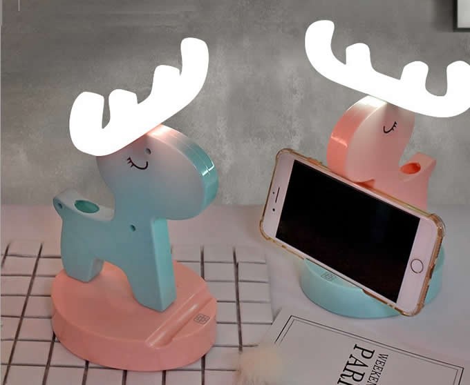 Wooden Deer Led Night Light Cell Phone Stand Holder  Eyeglass Holder / Spectacle Display Stand