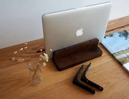 Wooden Desktop Vertical Laptop Stand Holder for MacBook Air, MacBook Pro,Notebooks