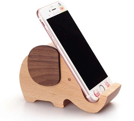 Wooden Elephant Music Box Mobile Phone Display Stand