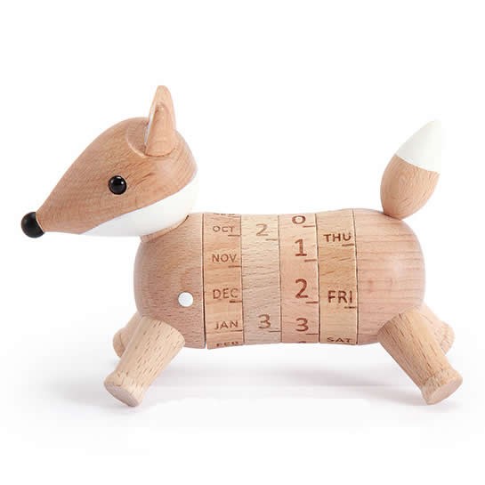 Wooden Fox&Dog Shaped Perpetual Calendar