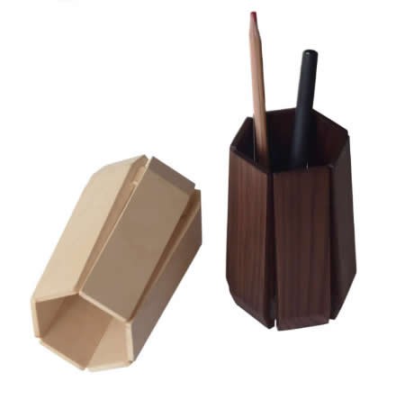 Wooden Hexagon Pen Holder