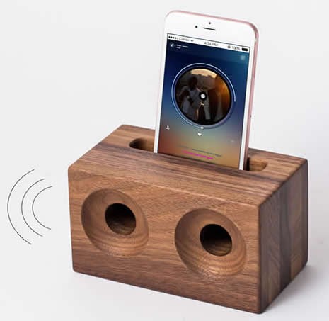  Black Walnut Wooden Speaker Sound Amplifier Stand Dock for SmartPhone