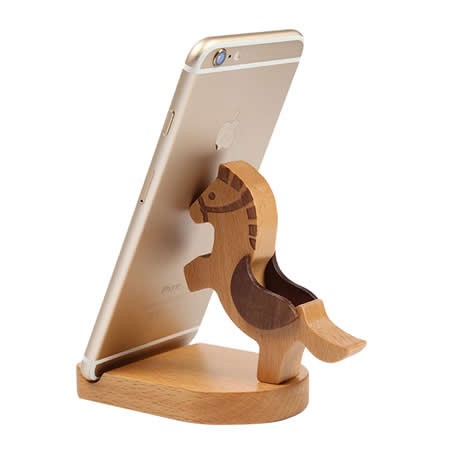 Wooden Horse Smart phone Stand Holder Stand with Coins slot 