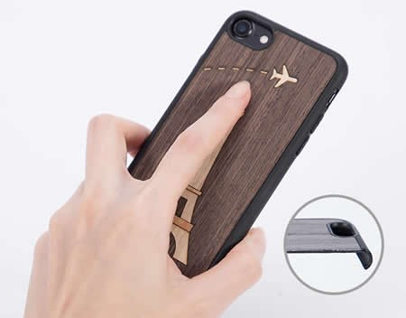 Wooden Back Shell Cover With Metal Silicone Bumper Frame Case for iPhone X/8/8Plus/7/7 Plus