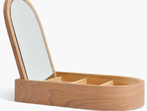 Wooden  Jewelry Cosmetics Desk Storage Display Organizer Box Case with Mirror 
