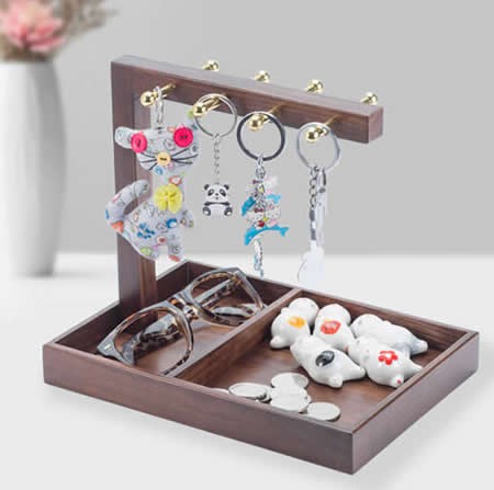 Wooden Jewelry Stand  Storage Necklaces Bracelets Earrings Holder Organizer 