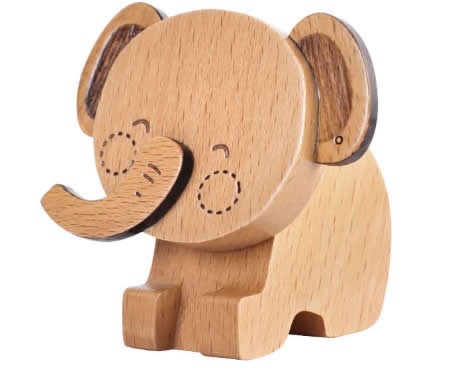 Wooden  Lion & Elephant Musical Box