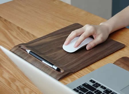 Wooden Mouse Pad With Single Pen holder