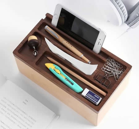 Wooden Multi-function Desk Organizer Tissue Box Storage Box