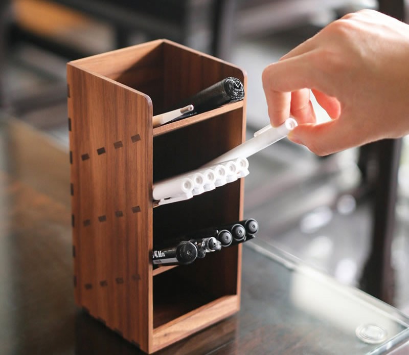 Wooden Multi-layered Storage Box and Pen Holder