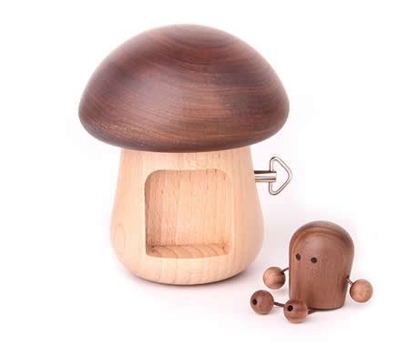 Wooden Mushroom Musical Box