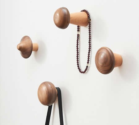 Wooden Mushroom Shaped Decorative Wall Hook,4pcs