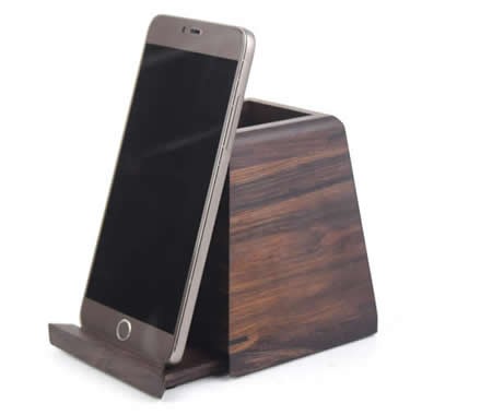  Wooden Phone Stand with Pen&Pencil Cup Holder/Pot