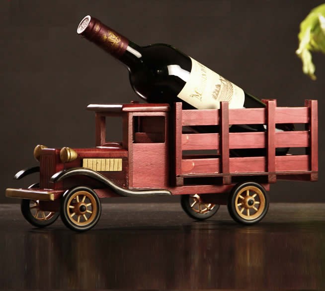 Wooden Truck Wine Bottle Holder