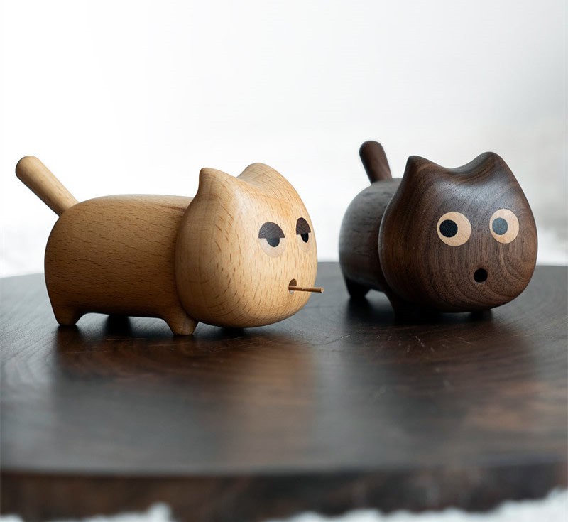 Wooden Playful Cat Toothpick Holder