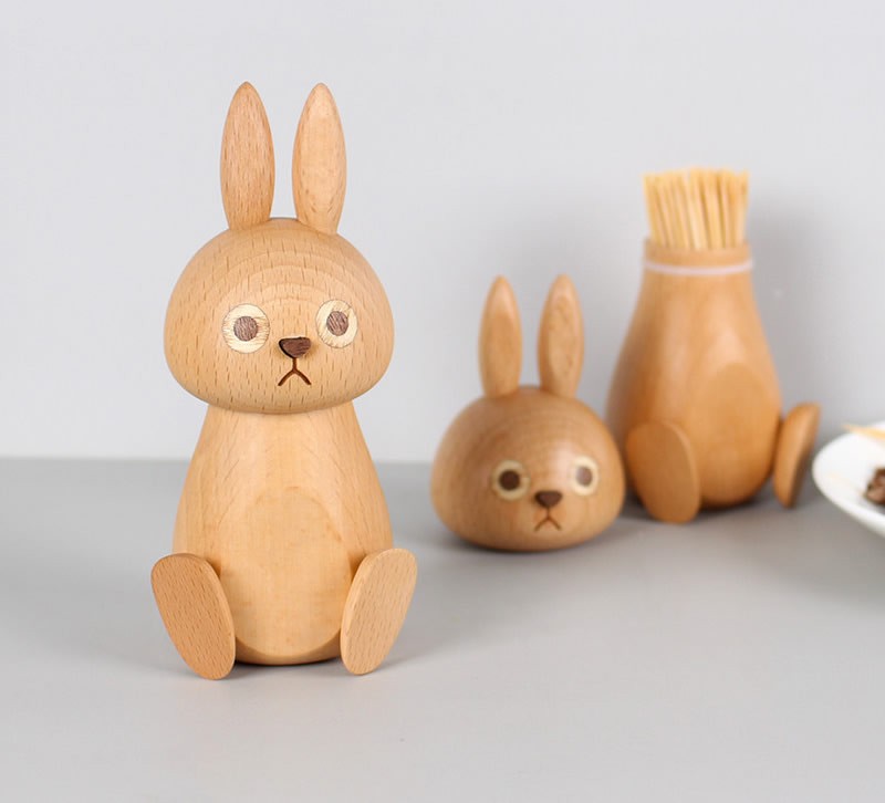 Wooden Rabbit Toothpick Holder