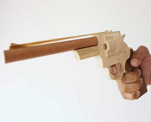 Wooden Rubber Band Revolver 