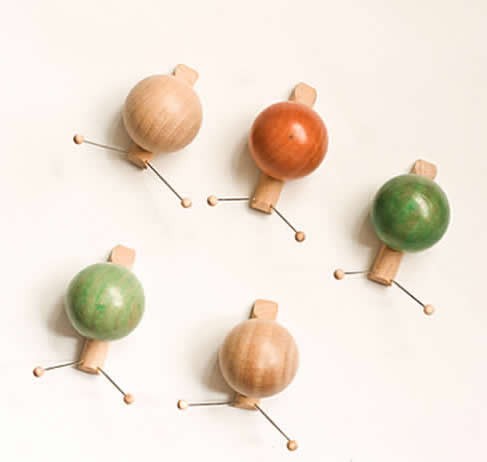 Wooden Snail Fridge Magnets Set, Set of 3