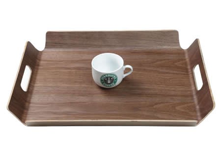  Wooden Black Walnut Square Fruit Cake Snack Serving Tray Plate with Handles