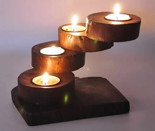  Vintage Wooden Stairs Candle Tealight Holder