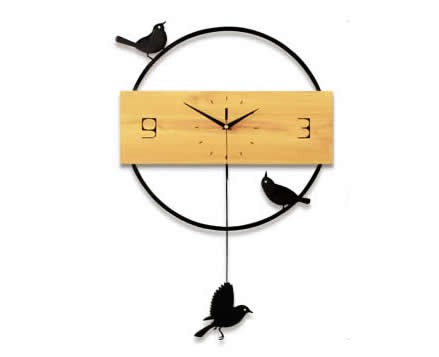 Wooden Swinging Bird Pendulum Clock