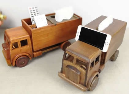 Handmade Wooden Truck Tissue Box 