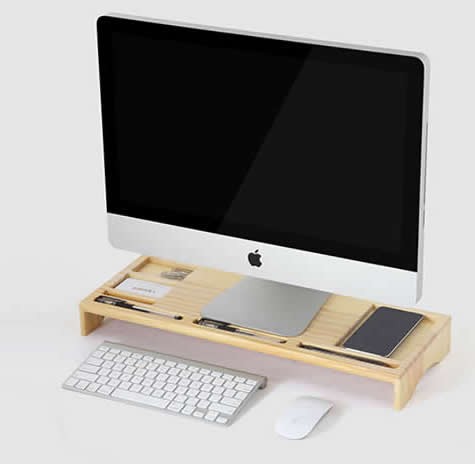 Wooden Unibody Monitor / iMac Stand Desk Organizer