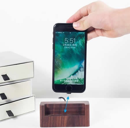 Wooden USB Type C Lightning Charging Dock Charger Station 