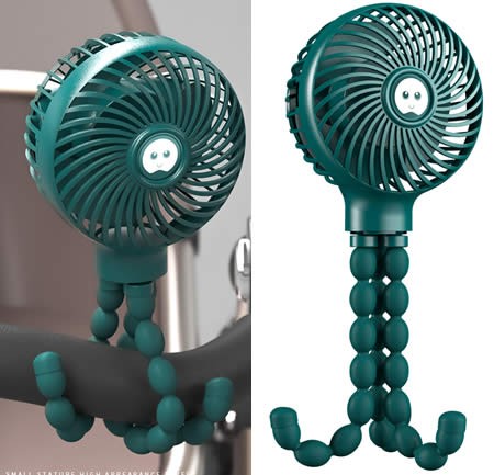 Creative Can Be Fixed At Will Green Octopus Fan Charging Carry Small Fan Outdoors
