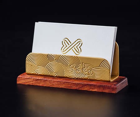 Classical Golden Brass Redwood Combination Office Business Card Holder