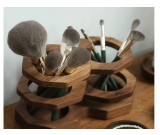 Classic Rotating Black Walnut Wooden Pen Holder Office Organize