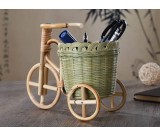 Handmade Bamboo Woven Tricycle Desktop Organize Pen Holder