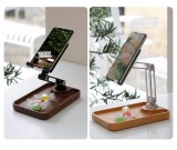 Wood And Aluminum Alloy Combination 360-Degree Rotation, Folding Phone Holder