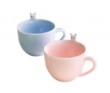 3D Cute Lovely Cartoon Cat & Rabbit Figurine Ceramics Coffee Cup