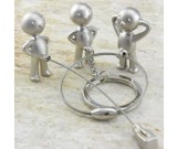 3pcs/Set  Little Boy  Keyring Keychain Silver