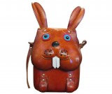 Cute big teeth cartoon bunny girl leather shoulder bag rabbit bag