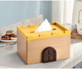 Fashion wooden small house castle tissue box home decoration idea