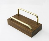 Simple black walnut wood brass cell phone stand phone holder