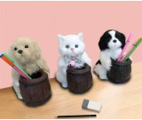 Cute realistic cat and dog office learning decoration pen holder