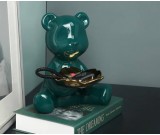 Cute dark green abstract bear storage tray Living room desktop pink decoration