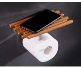 Wooden Roll Paper Holder Storage For Bathroom