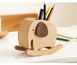 Cute Wooden Elephant Office Organize Storage Pen Holder