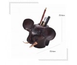 Cute Handmade Small Elephant Cowhide Leather Pen Holder