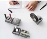 5pcs Concrete Stationery Bundle Set-  Pen Holder, Business Card Holder,Flower Pot,Paperclip holder