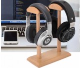 Creative Double Support Black Walnut Wooden Headphone Holder Desktop Organization